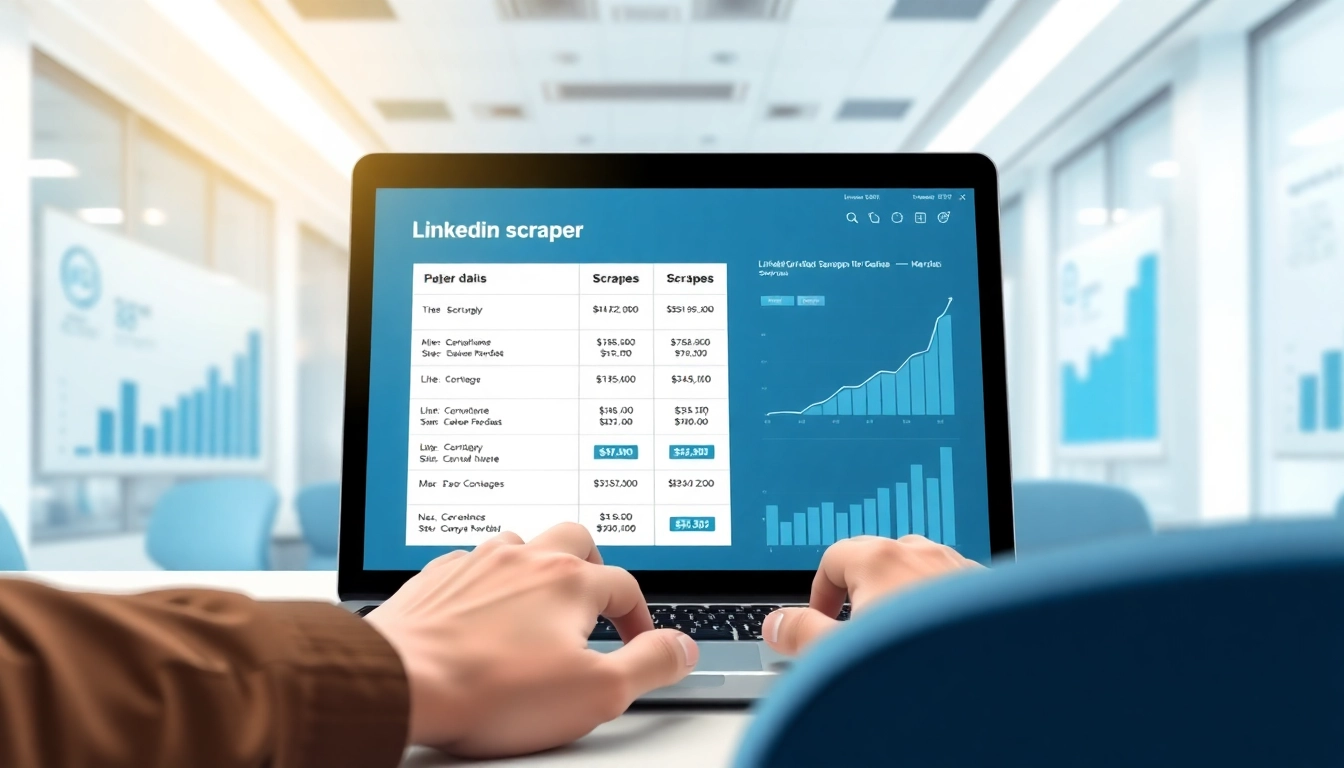 Analyze linkedin scraper pricing options with a professional data analyst in a modern office.