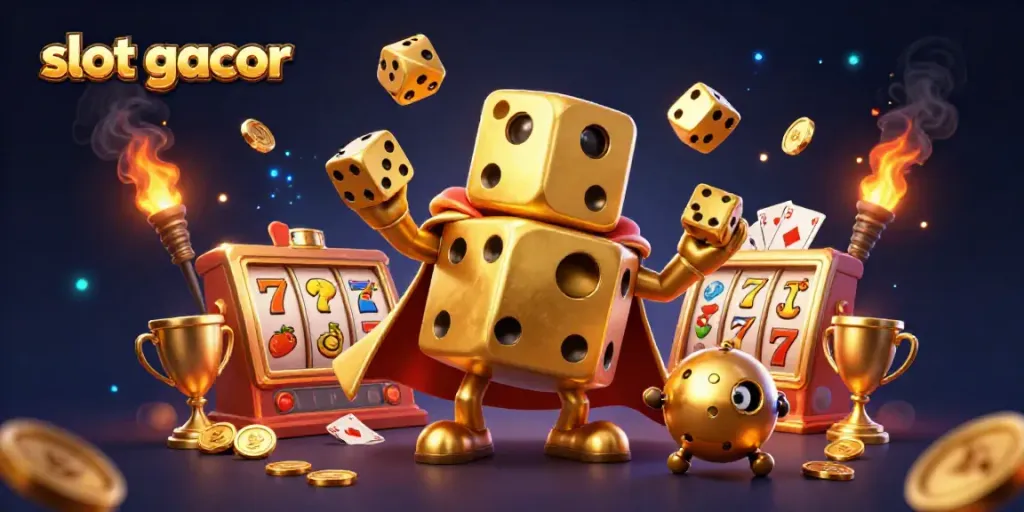 Experience the thrill of slot gacor with a vibrant 3D illustration showcasing dynamic characters and slot game elements.
