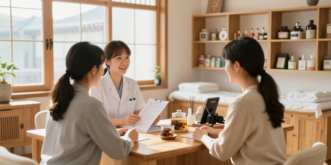 Consultation at 수원교통사고한의원, showcasing professional care for traffic accident recovery.