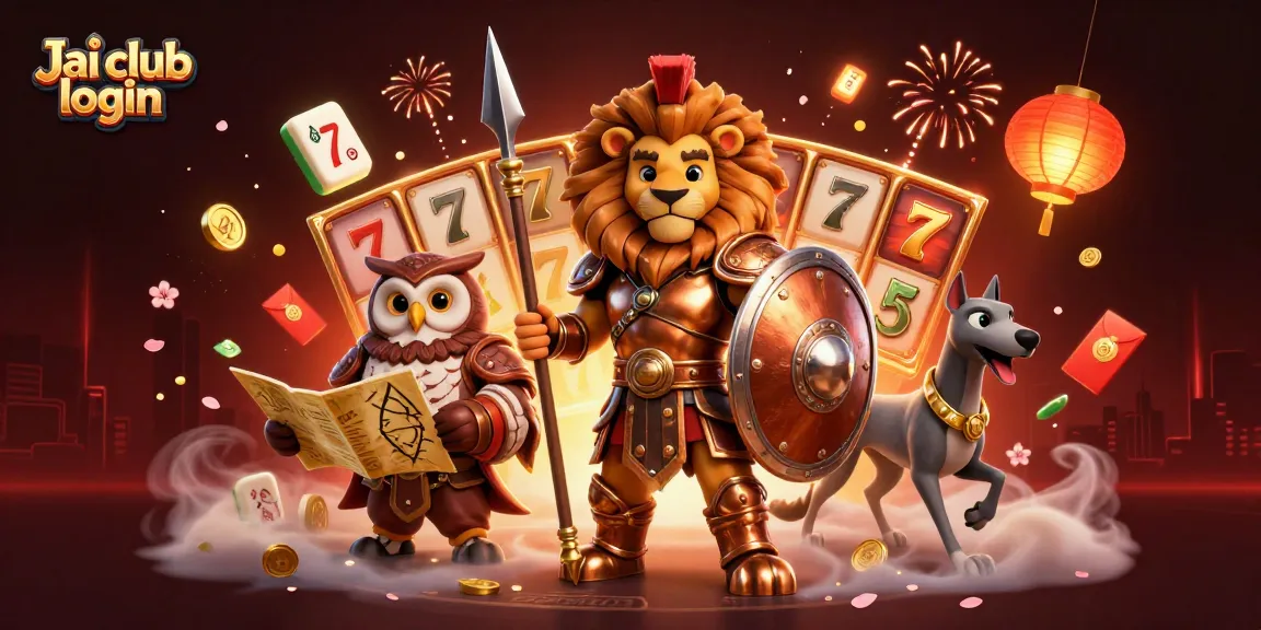 Engage in thrilling games with Jai club login featuring a vibrant 3D illustration of characters amidst casino elements.