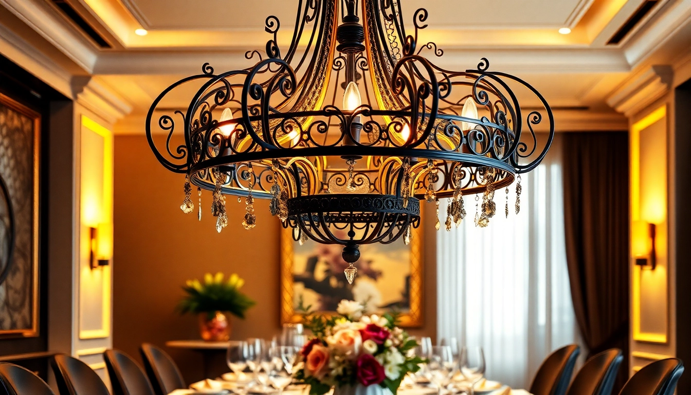Illuminate your space with a stylish black and gold light fixture adding elegance to the room.