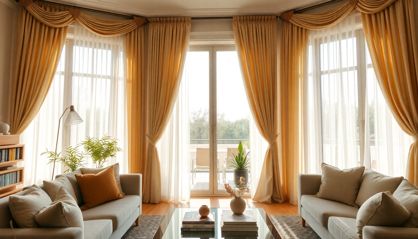 Verduisterende gordijnen in een elegante woonkamer, die een stijlvolle uitstraling geven.