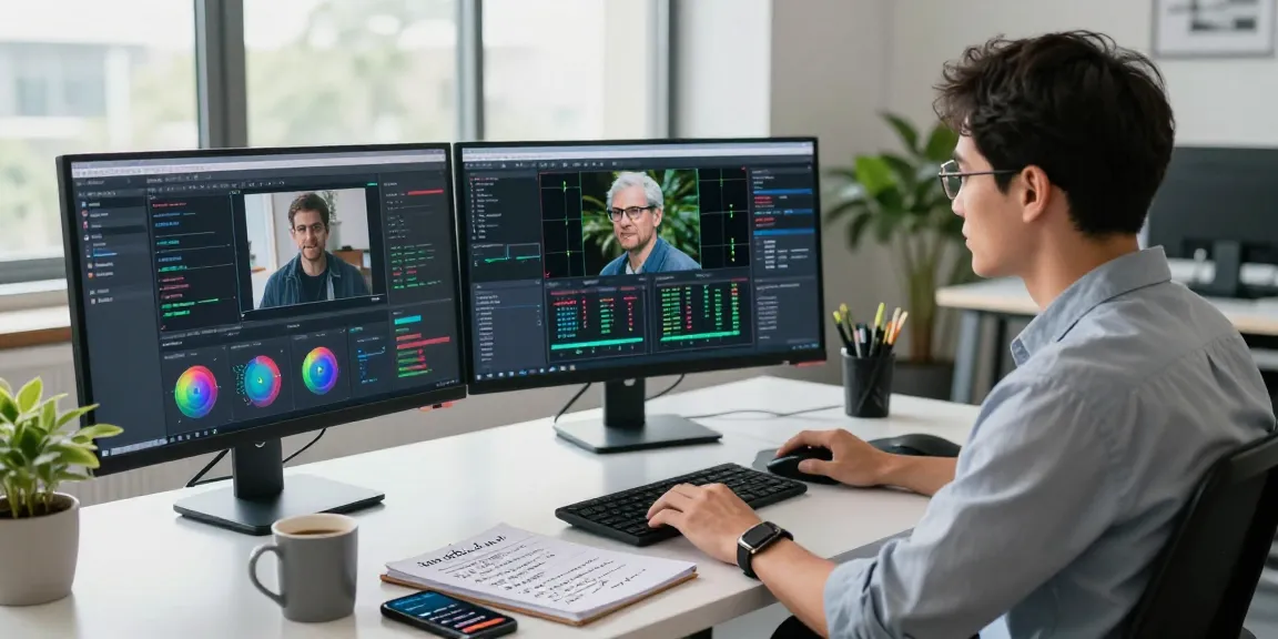 Free AI detector results displayed on multiple monitors in a modern workspace, showcasing image analysis in progress.