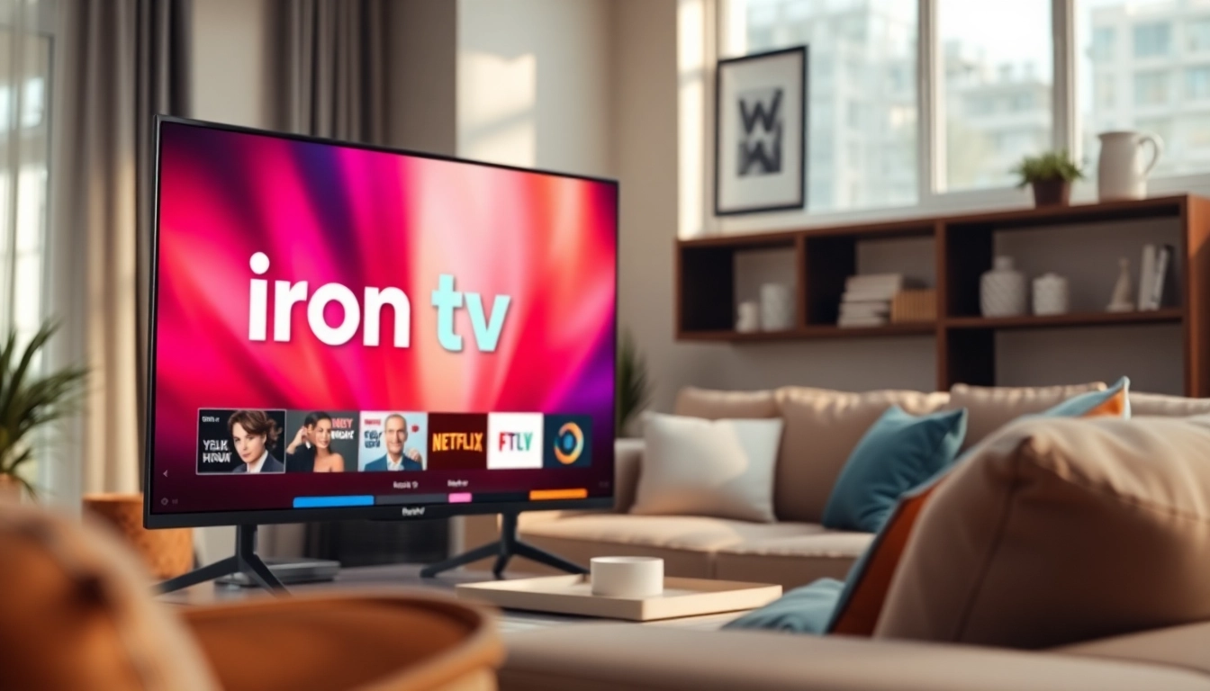 Experience seamless entertainment with 'iron tv' showcased in a modern living room.