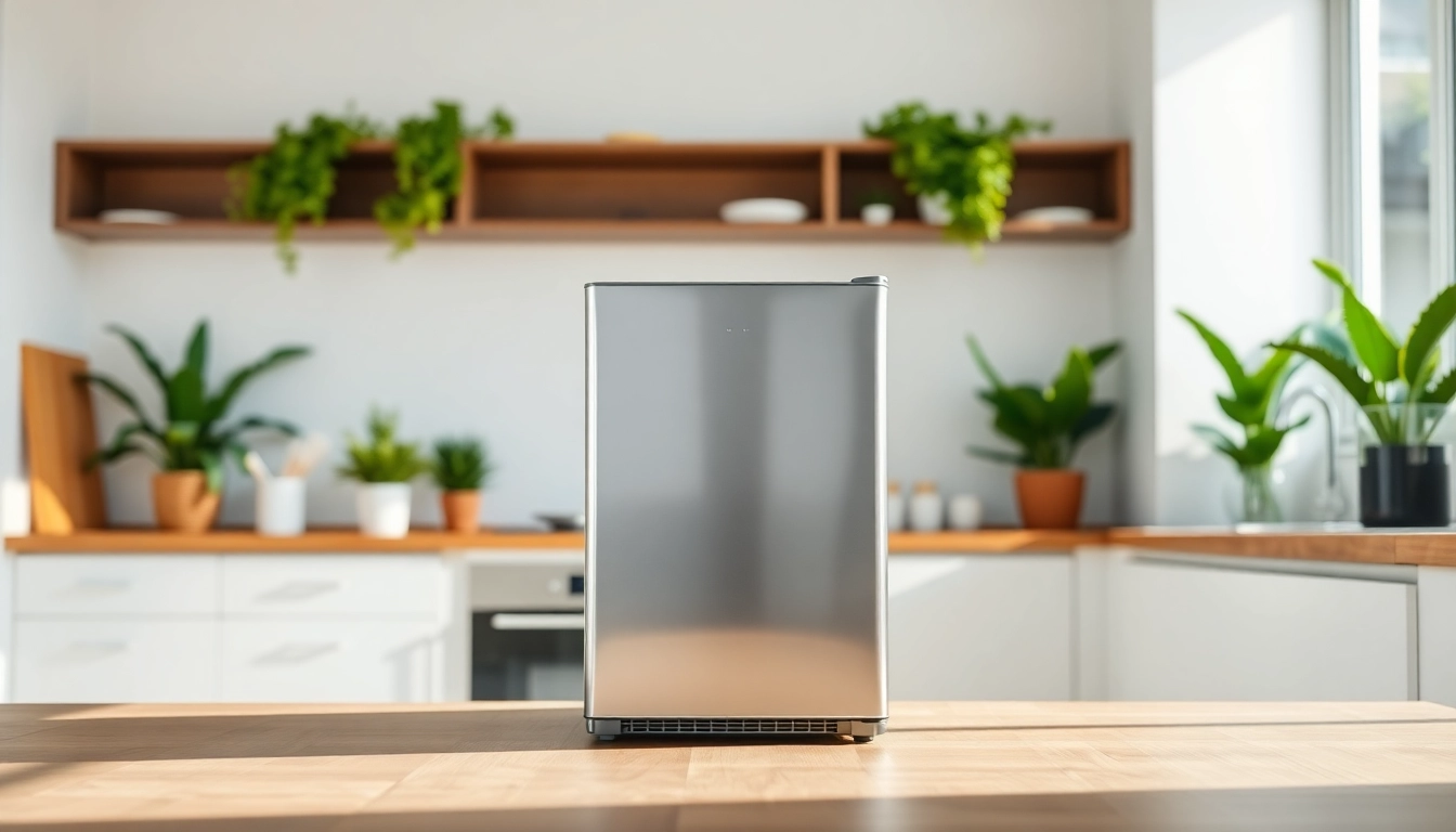 Affordable mini fridge and freezer displayed in a bright, modern kitchen setting.