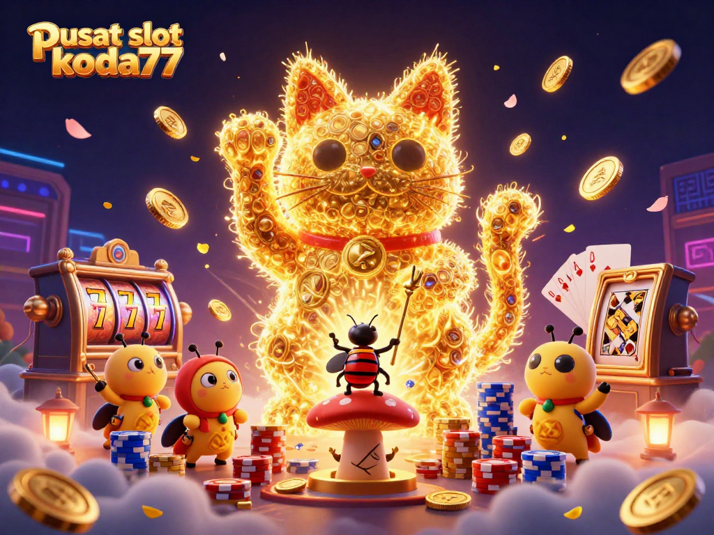Menangkan hadiah di pusat slot kuda77 dengan simbol keberuntungan dan suasana kasino yang meriah.