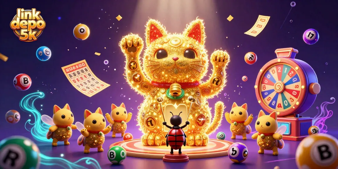 Play thrilling games at link depo 5k, featuring vibrant casino symbols and lucky charms.