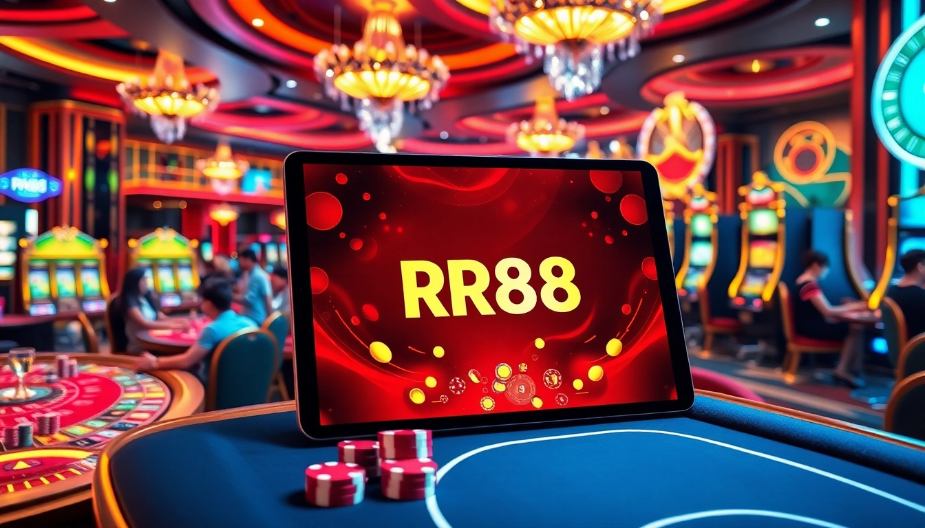 Players enjoying exciting casino games and online betting at RR88, showcasing vibrant table designs.