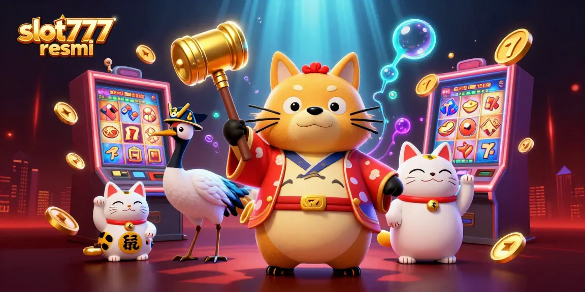 Spin the reels and win big at slot777 resmi with vibrant slot game characters and festive elements.