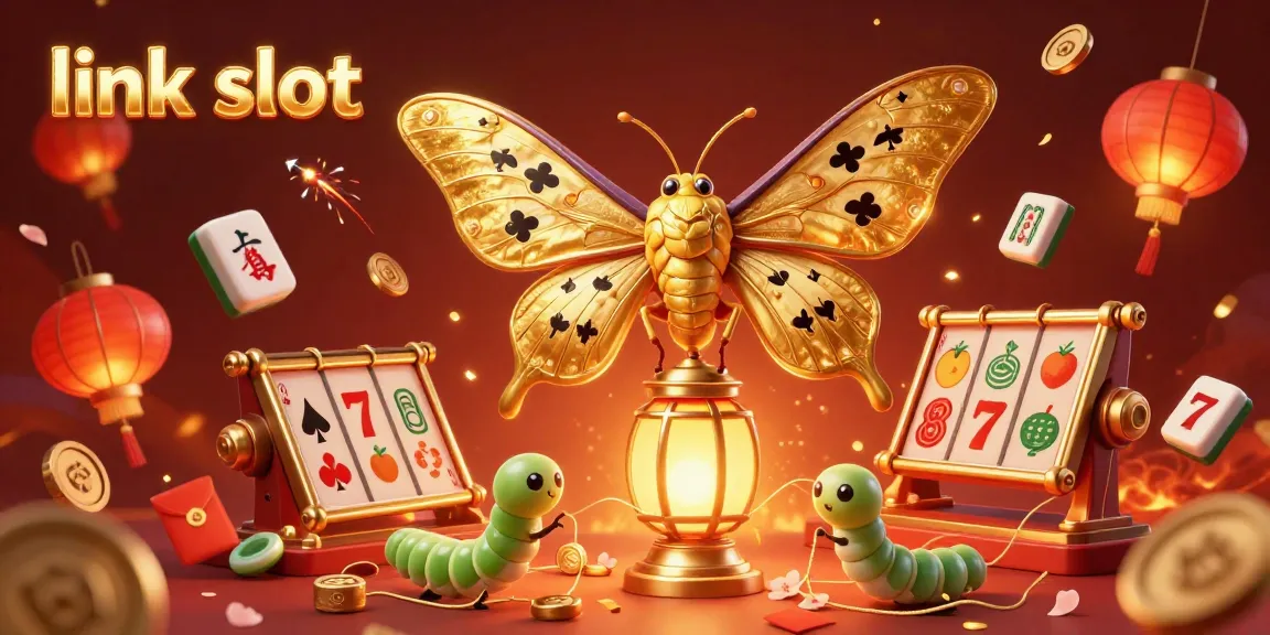Mengulas link slot pada gambar inovatif dengan kupu-kupu 3D dan elemen kasino yang berkilauan.