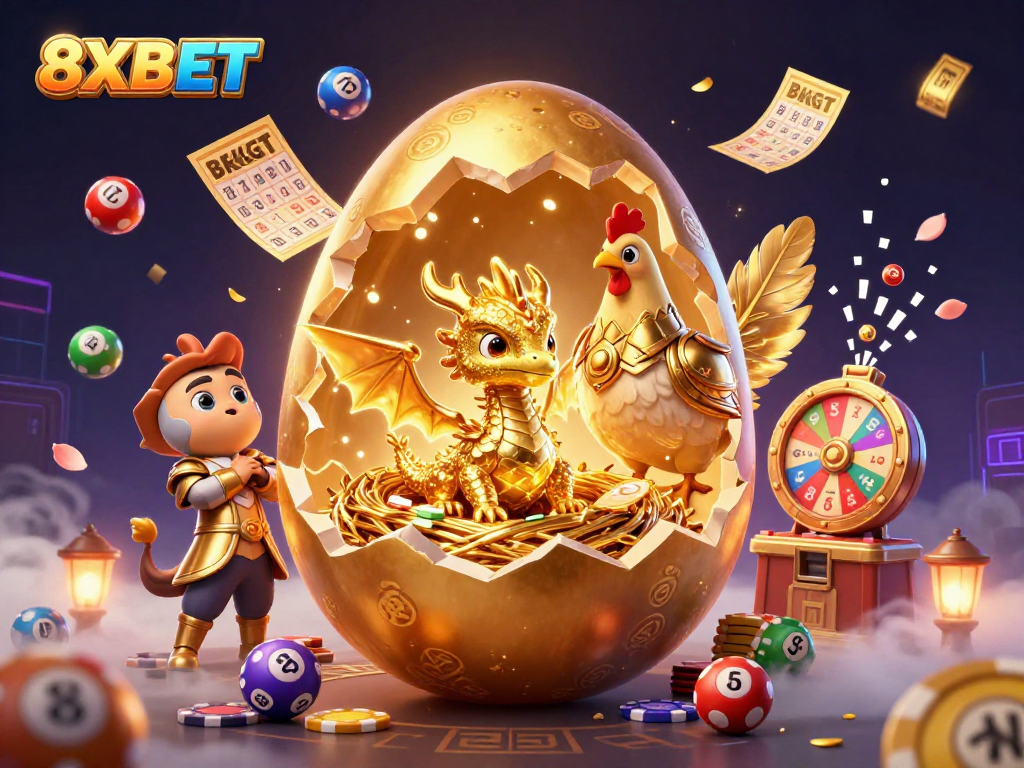 Experience exciting wins with 8XBET’s vibrant gaming scene featuring a golden dragon and dynamic games.
