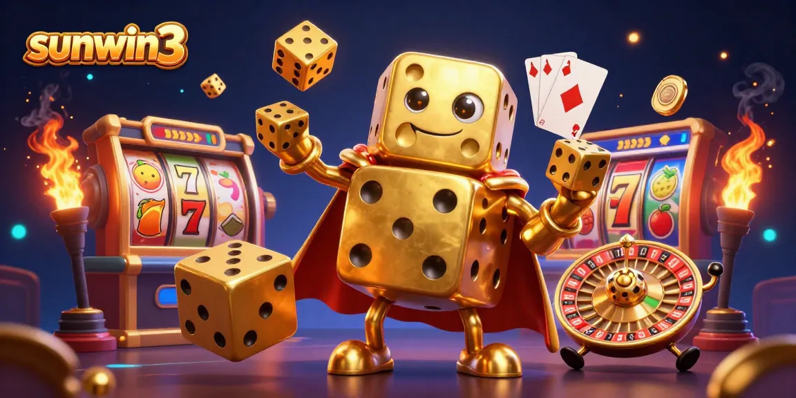 Engage with the thrilling sunwin3 casino experience featuring a golden dice golem and dynamic slot elements.