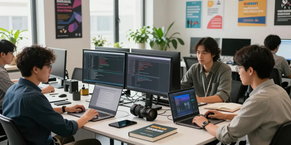 Dynamic tech workspace with developers collaborating on 纸飞机中文版 interface at modern office.