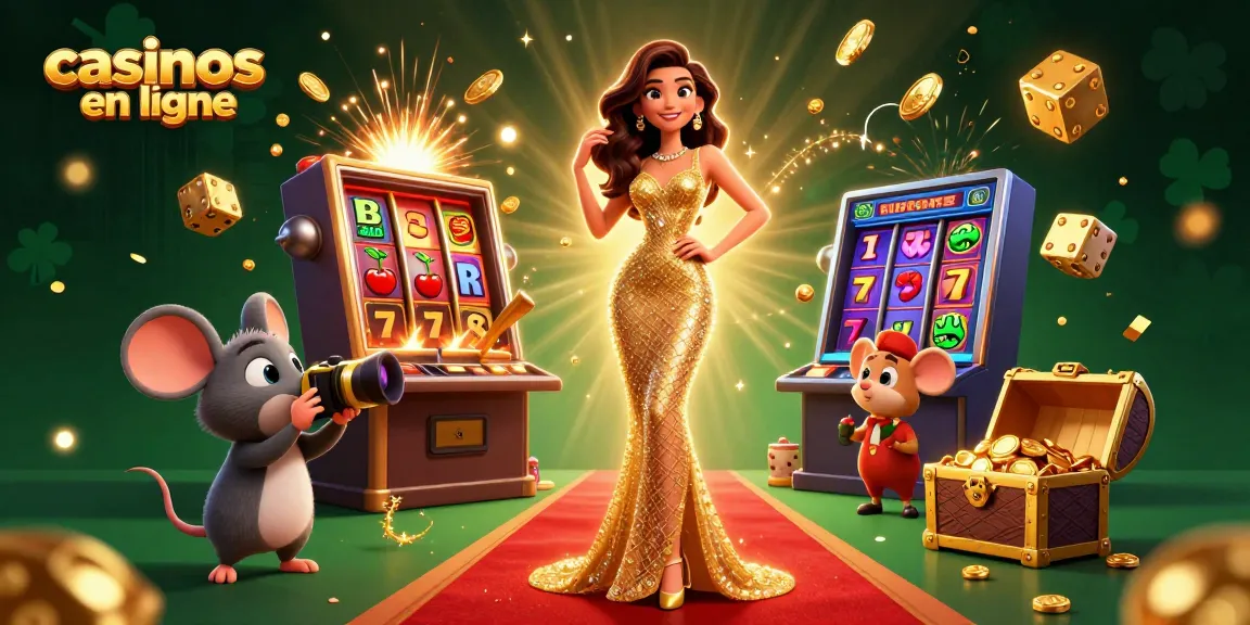 Vivez l'excitation des casinos en ligne avec des illustrations vibrantes d'éléments de jeu et de personnages.