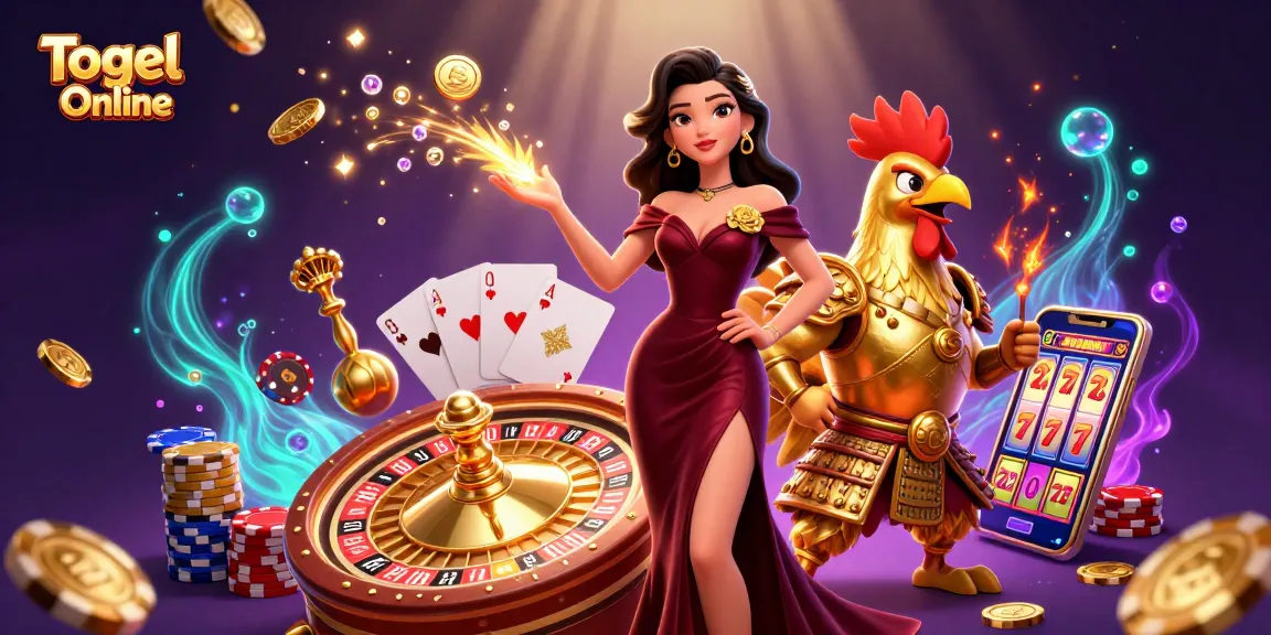 Engage with Togel Online through a vibrant illustration depicting thrilling games and winning elements