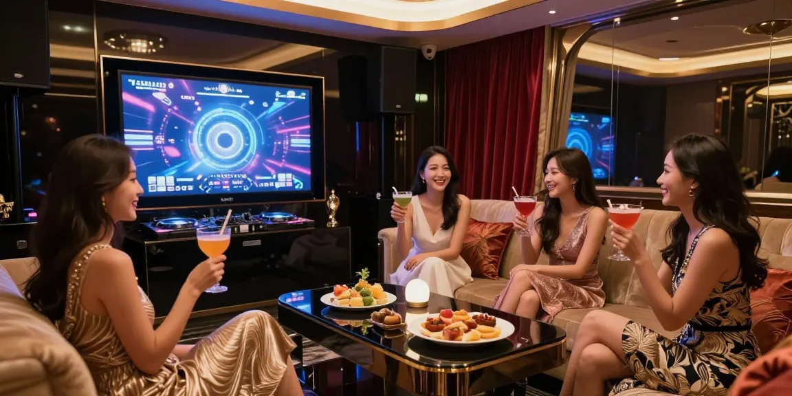 Enjoying a night at 강남 가라오케 with friends in a luxury private room featuring stylish decor and high-end karaoke systems.