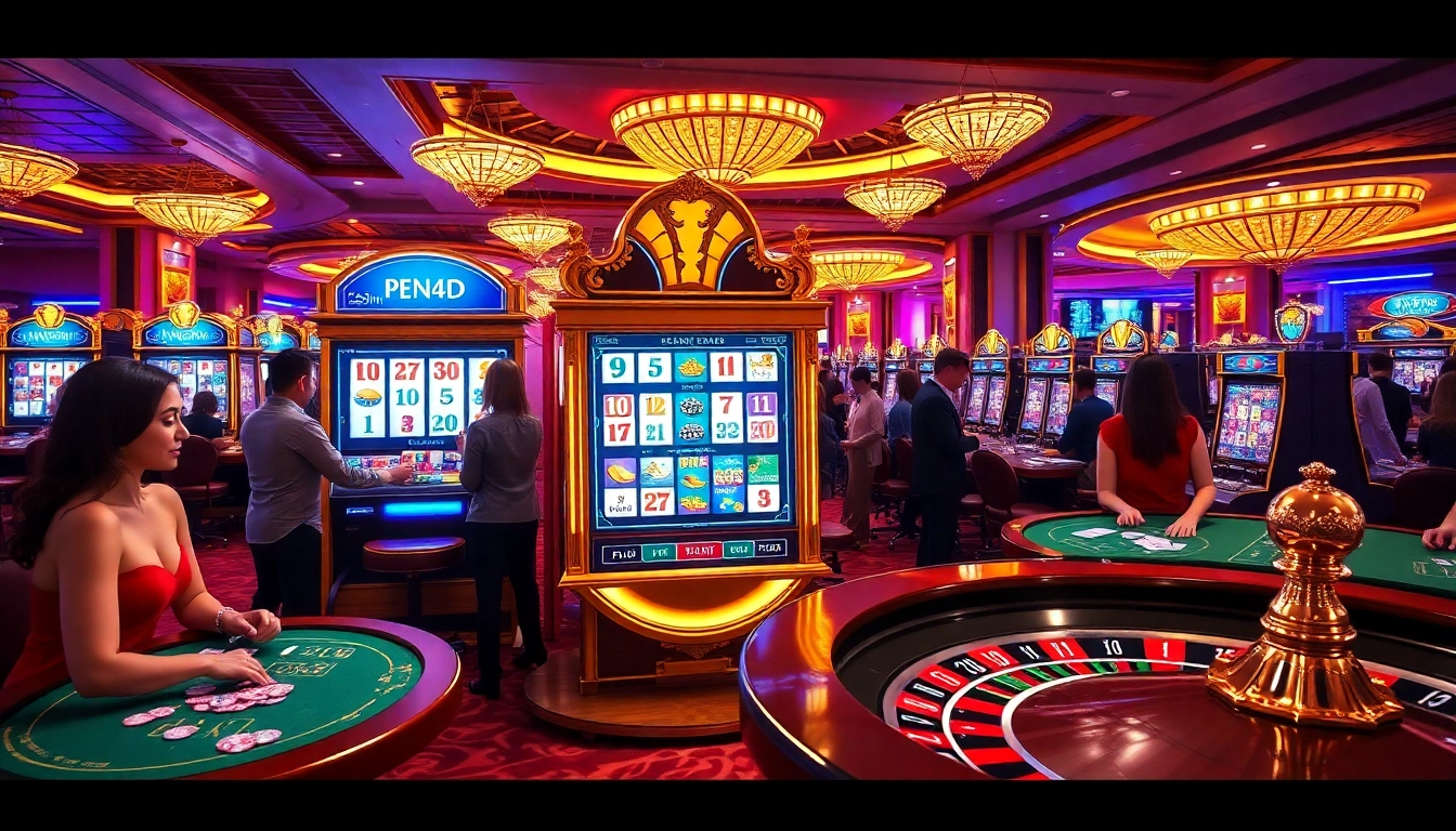 Experience the thrill of winning at the PEN4D alternatif slot machine in a vibrant casino atmosphere.