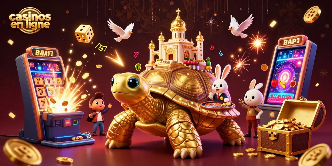 Vivez l'adrénaline des casinos en ligne avec une scène de casino tortue dorée pleine d'excitation et de gains !