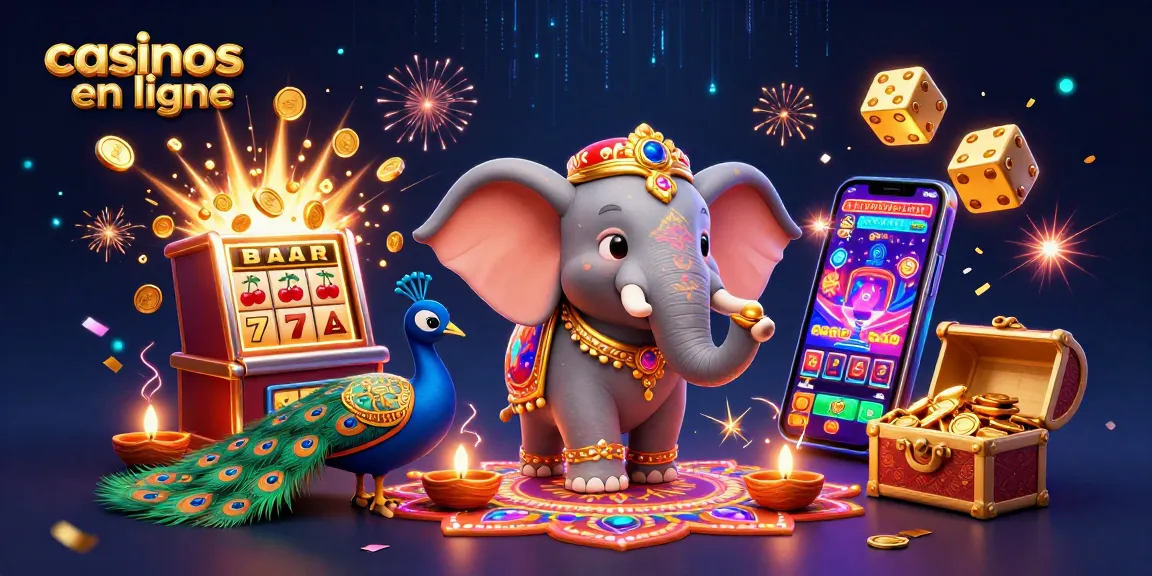 Découvrez l'excitation des casinos en ligne avec cette illustration 3D dynamique mettant en scène une machine à sous jackpot et des personnages colorés.