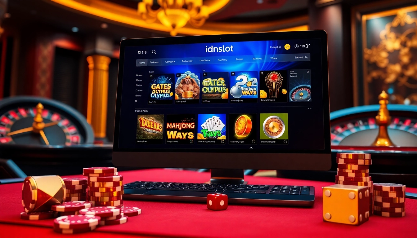 Engaging players on the idnslot online platform with vibrant slot game visuals and casino elements.