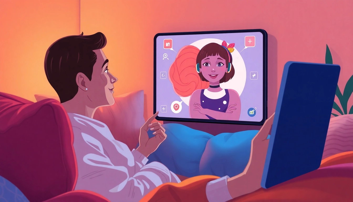 Engaging with an NSFW character AI in an inviting, modern room.