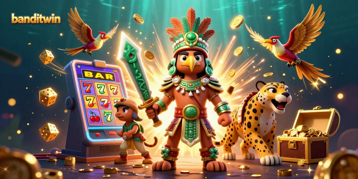 Menghentakkan banditwin dengan slot mesin yang meledak dan karakter Aztec perang.