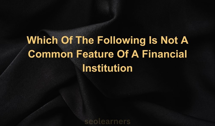 Which Of The Following Is Not A Common Feature Of A Financial Institution?