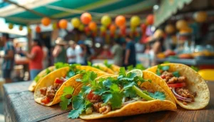 Enjoy the best tacos in Cabo with colorful toppings and vibrant street market ambiance.