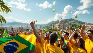 Excited fans celebrating at the best sports betting sites Brazil event, highlighting the vibrant atmosphere and joyful energy.