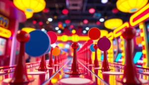 Mencoba plinko demo game yang mengasyikkan dengan disk berwarna dan suasana ceria.