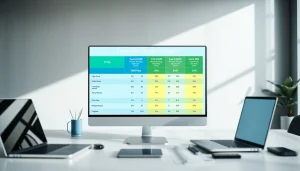 Compare competitor pricing strategies illustrated with vibrant charts and a professional digital setup.