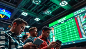 Engaging scene of online sportsbooks Alabama showcasing users in a modern sportsbook setup.