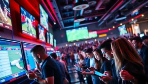 Explore online sportsbooks New Brunswick with vibrant people betting in a lively sports bar.
