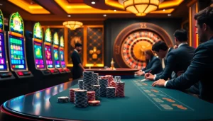 Engaging players at high-stakes games interact with slot machines and roulette at https://okfun.uk.net/.