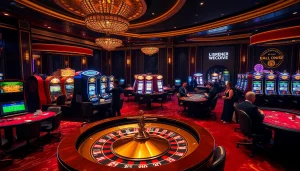 Exciting casino atmosphere showcasing vibrant roulette and poker tables, questioning if is hidden wiki illegal.