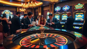 Experience the thrill of gambling with Daftar Modal138 at a bustling casino table filled with excitement.