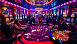 Experience the thrill of RR88 gaming with colorful chips and a lively casino atmosphere.
