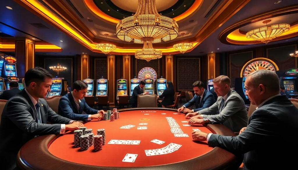Winning at the poker table with vibrant 79king chips and cards in a luxury casino.