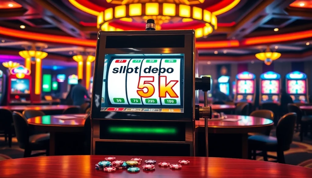 Experience the thrill of slot depo 5k at a luxurious casino featuring vibrant slot machines.