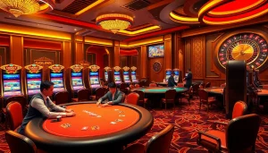 Experience the excitement of Gopay88 with players winning at poker tables and colorful slot machines.