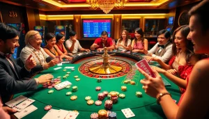 Experience the excitement of gambling with https://33wins.it.com at a luxurious casino featuring a roulette table.