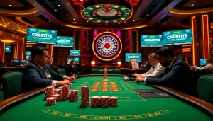 Experience sbobet link alternatif strategies at a luxurious casino table with engaged players and vibrant atmosphere.