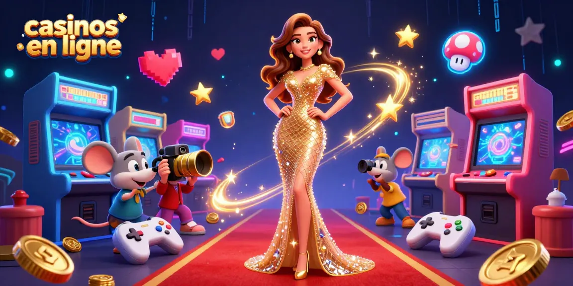 Découvrez les casinos en ligne avec des personnages 3D vibrants et des éléments de jeu dans une illustration dynamique.