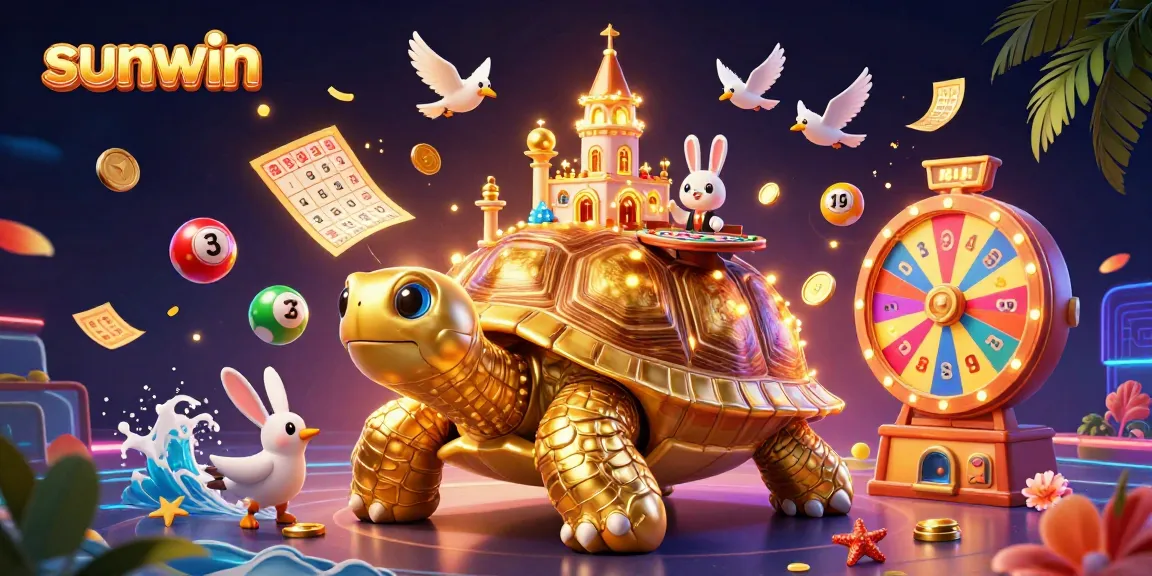 Experience sunwin's vibrant casino action with colorful lottery balls and golden treasures!
